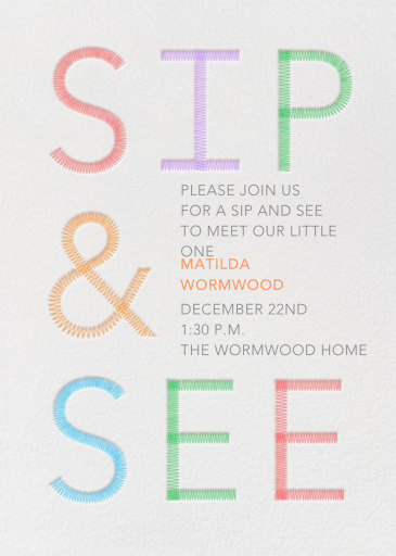 Sip & See Stitch - Sip and See Invitation by Paperless Post