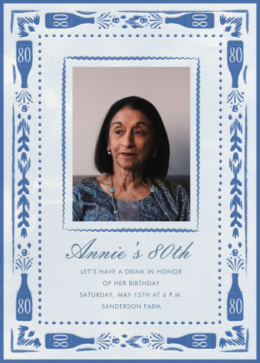 Photo Blue Bottle 80th Invitation