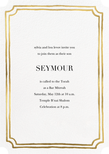 Double Border Indented Corners - Bar & Bat Mitzvah Invitation by Sugar Paper