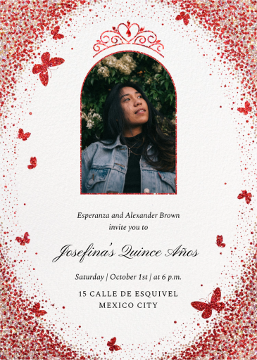 Sparkling Butterfly - Quinceañera Invitation by Paperless Post