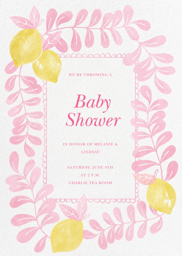 Lemon and Blue Leaves Invitation