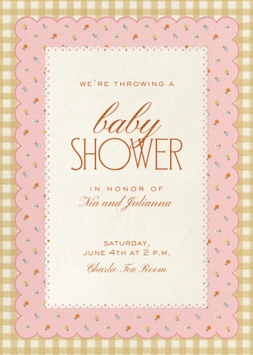 Gingham Floral Baby Shower Invitation