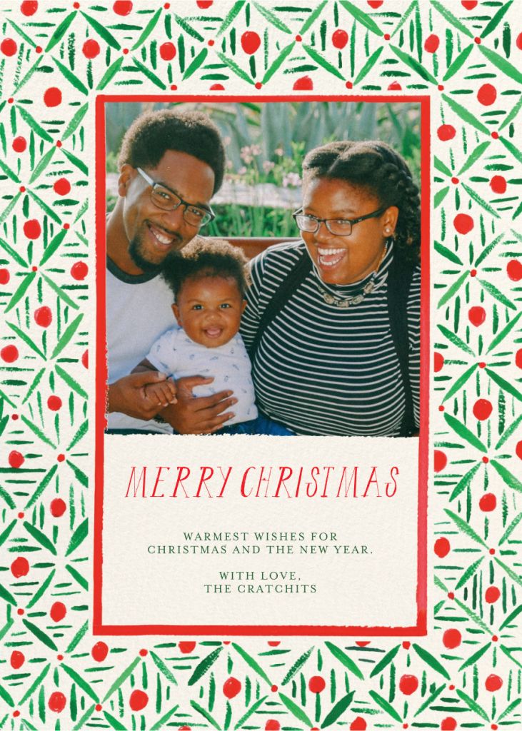 Red and Green Pattern Photo Card