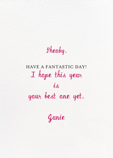 The First Piece - Birthday Card by Mr. Boddington's Studio - Back