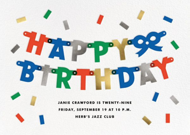 Lettered Bunting - Birthday Invitation by The Indigo Bunting