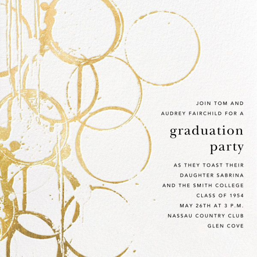 Metallic Circles Watermark - Graduation Party Invitation by Kelly Wearstler