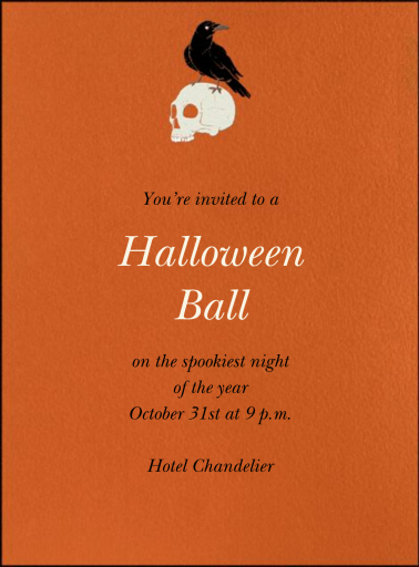 Crow and Skull Halloween Invitation