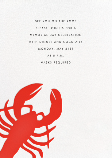 Large Lobster - Memorial Day Invitation by Linda and Harriett