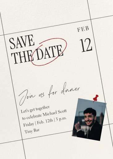 Foto de un calendario marcado - «Reserva la fecha» de Paperless Post