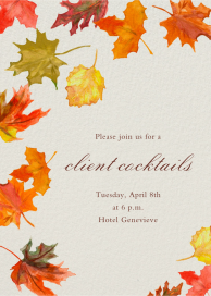 Watercolor Fall Leaves - Cocktail Party Invitation by Paperless Post