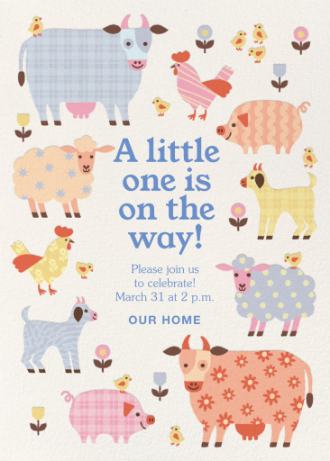 Patterned Farm Friends  - Baby Shower Invitation by Paperless Post
