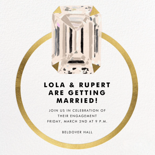 Emerald Cut - Engagement Party Invitation by Carolyn Suzuki Studio