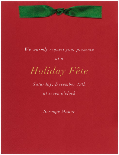 Green Satin Bow Red Velvet by Paperless Post