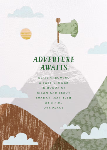 Adventure Awaits Mountain - Baby Shower Invitation by Paperless Post