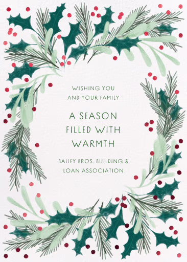 Loose Wreath - Business Holiday Card by Paperless Post