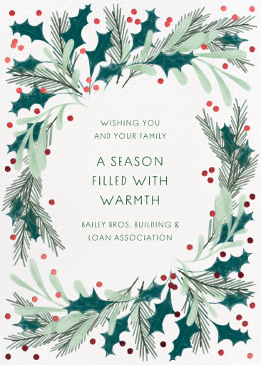 Loose Wreath - Business Holiday Card by Paperless Post