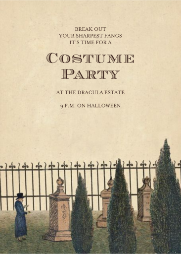 Graveyard Scene - Halloween Invitation by John Derian