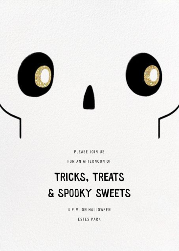 Minimal Skull Face Halloween Invitation