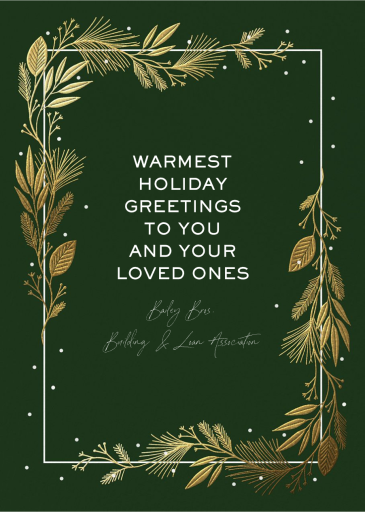 Elegant Gold Foliage Border - Christmas Card by Paperless Post