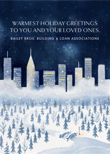 Snowy City Skyline - Holiday Card by Paperless Post