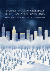 Snowy City Skyline - Business Holiday Card by Paperless Post
