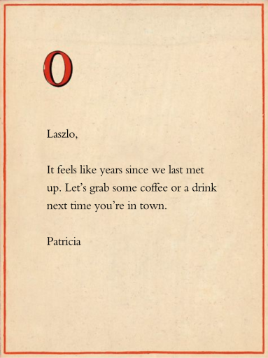 Red Letter O Typographic Card - Back