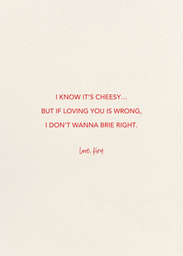 Meant to Brie (Holiday Junkie) - Valentine's Day Card by 2021 Co. - Back