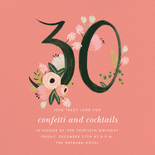 Botanic Numerals - 30th Birthday Invitation by Rifle Paper Co.