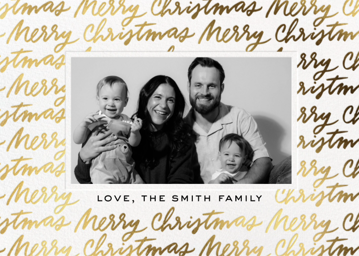 Photo Gold Script Holiday Card