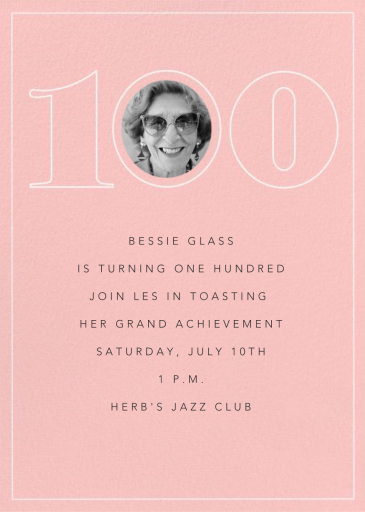 Milestone Portrait - 100th Birthday Invitation by Paperless Post