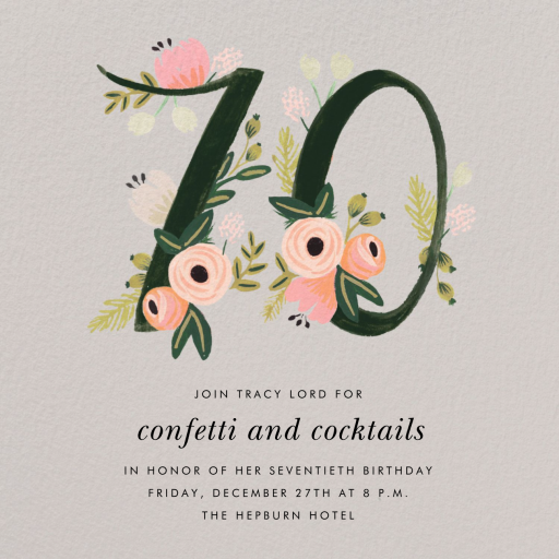 Botanic Numerals - 70th Birthday Invitation by Rifle Paper Co.
