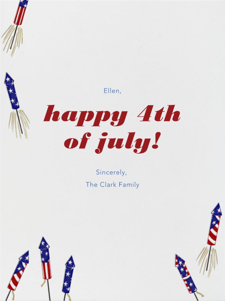 Bottle Rockets 4th of July Card Send online instantly Track opens