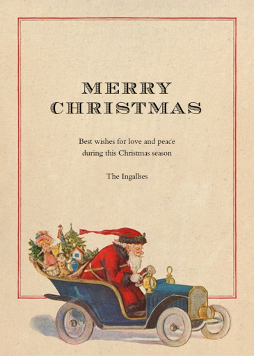 Speeding Santa - Christmas Card by John Derian