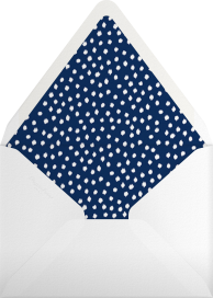 Sobre para invitaciones con lunares azules y confeti