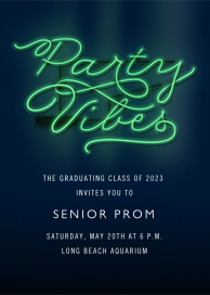 Party Vibes Green Neon Sign - Prom Invitation by Cheree Berry Paper & Design