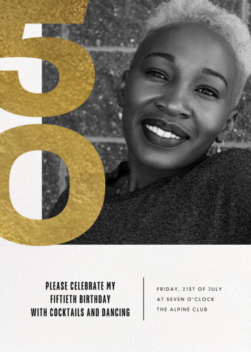 50 Gold Lettering (Photo) - Birthday Invitation by Paperless Post