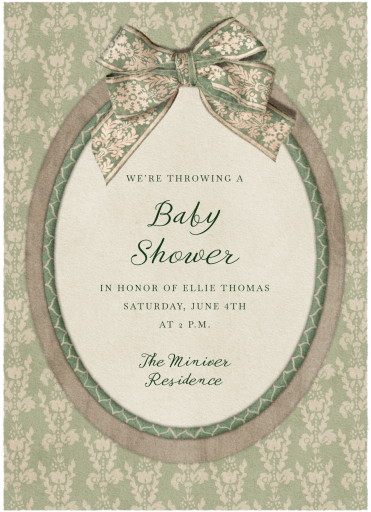 Baroque Bow - Baby Shower Invitation by Fin Fellowes