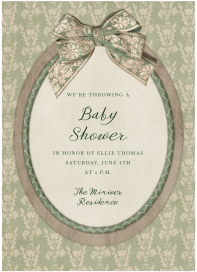 Baroque Bow - Baby Shower Invitation by Fin Fellowes