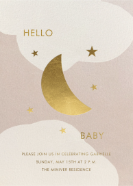 Gold Moon and Stars - Baby Shower Invitation by Moglea