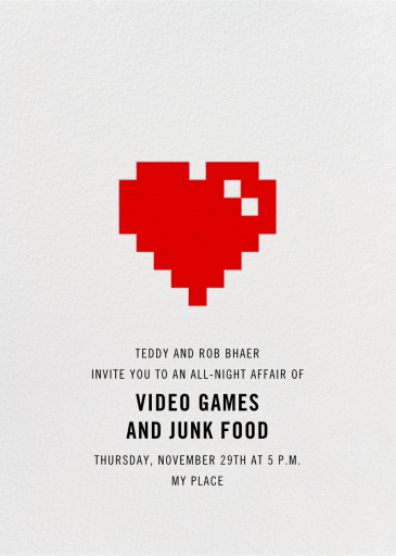 8Bit Heart - Game Night Invitation by Paperless Post
