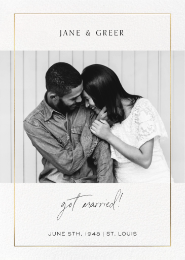 Thin Gold Border Photo - Wedding Announcement by Paperless Post