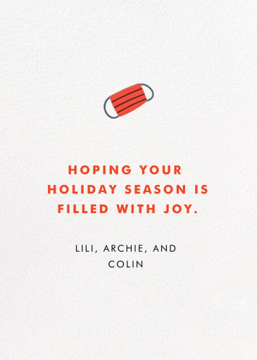 Masks and Mittens - Greeting Card by Hello!Lucky - Back