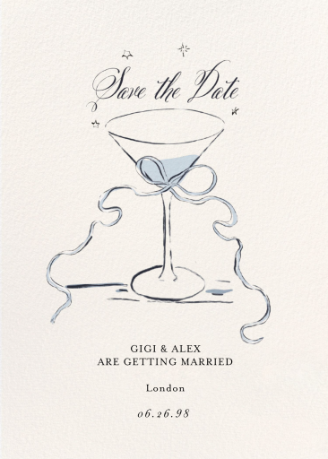 Ribbon Martini - Save the Date by Ten Story Stationery