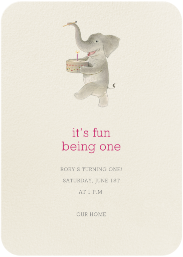 Elephant’s Cake - First Birthday Invitation by Felix Doolittle