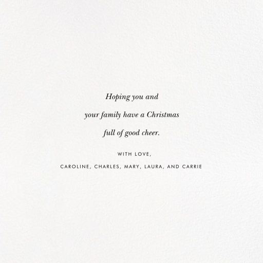 Heather and Lace Photo (Square) - Christmas Card by Rifle Paper Co. - Back