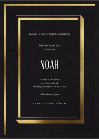 Invitación geométrica en negro y dorado
