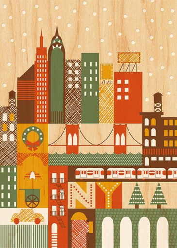 Snowy New York - Holiday Card by Petit Collage