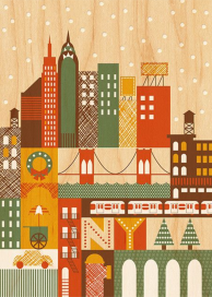 Snowy New York - Christmas Card by Petit Collage