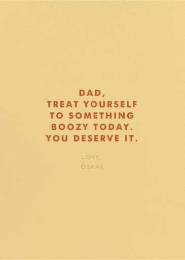 Special Reserve (Greeting) - Father's Day Card by Carolyn Suzuki Studio - Back