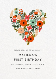 Floral Heart - First Birthday Invitation by Rifle Paper Co.